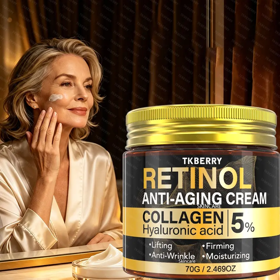 70g Retinol Collage Hyaluronic acid cream,Day And Night face Cream - Collagen Lift And Tight Face Cream with Retinol, Hyaluronic Acid And Vitamin C- Moisturizing And Smoothing,Multi purpose face cream, suitable for face and neck,48-Hour Hydration