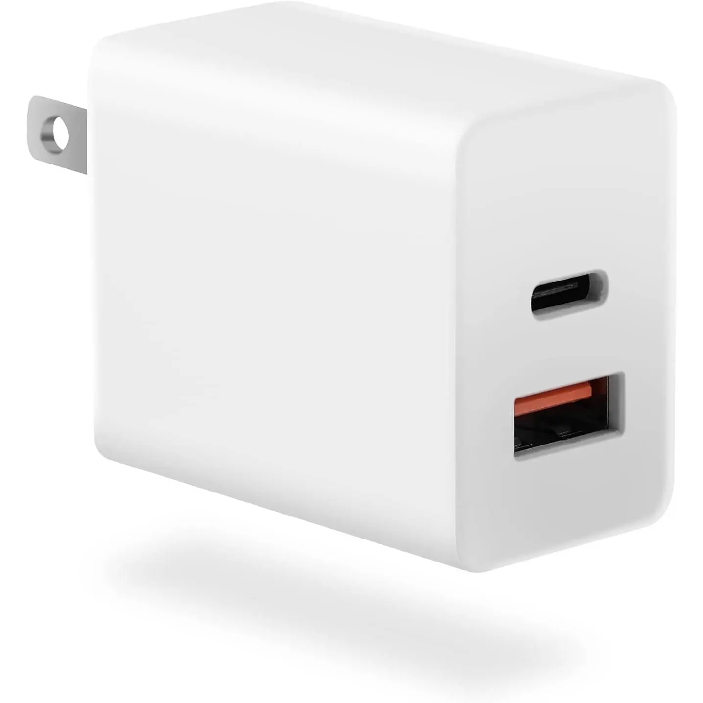 20W USB-C Wall Charger Block, USB-C and USB-ADual-Port  ,for 17 16 15 Plus/Pro Max,iPad, MacBook, Galaxy S25 S24 S23,  ... White