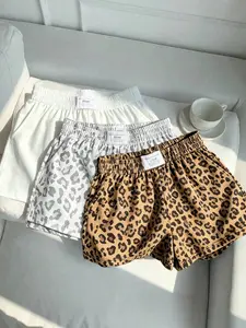 3 pieces, women's Y2K American retro leopard print full print+solid color loose casual sports shorts, side pocket design, summer daily commuting home dating travel outfit