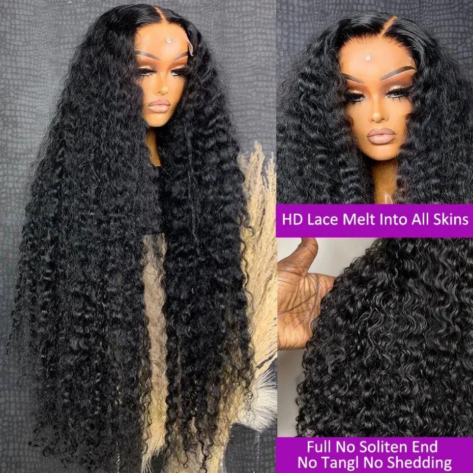 Bling Hair Deep Wave 13X6 HD Transparent Lace Frontal Wig Human Hair 30 34 Inch 13X4 Kinky Curly Lace Front Wigs For Black Women