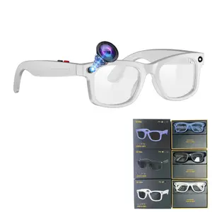 Bluetooth AI Smart Glasses with Camera for Men, Anti-Shake Video Recording, UV400 lenses, 290 Mah Battery, AI Translation, Hands-Free Calls, Music Control, 3 Lenses Total (Transparent Anti-blue Lenses + Sunglasses Lenses+Brown Lenses)
