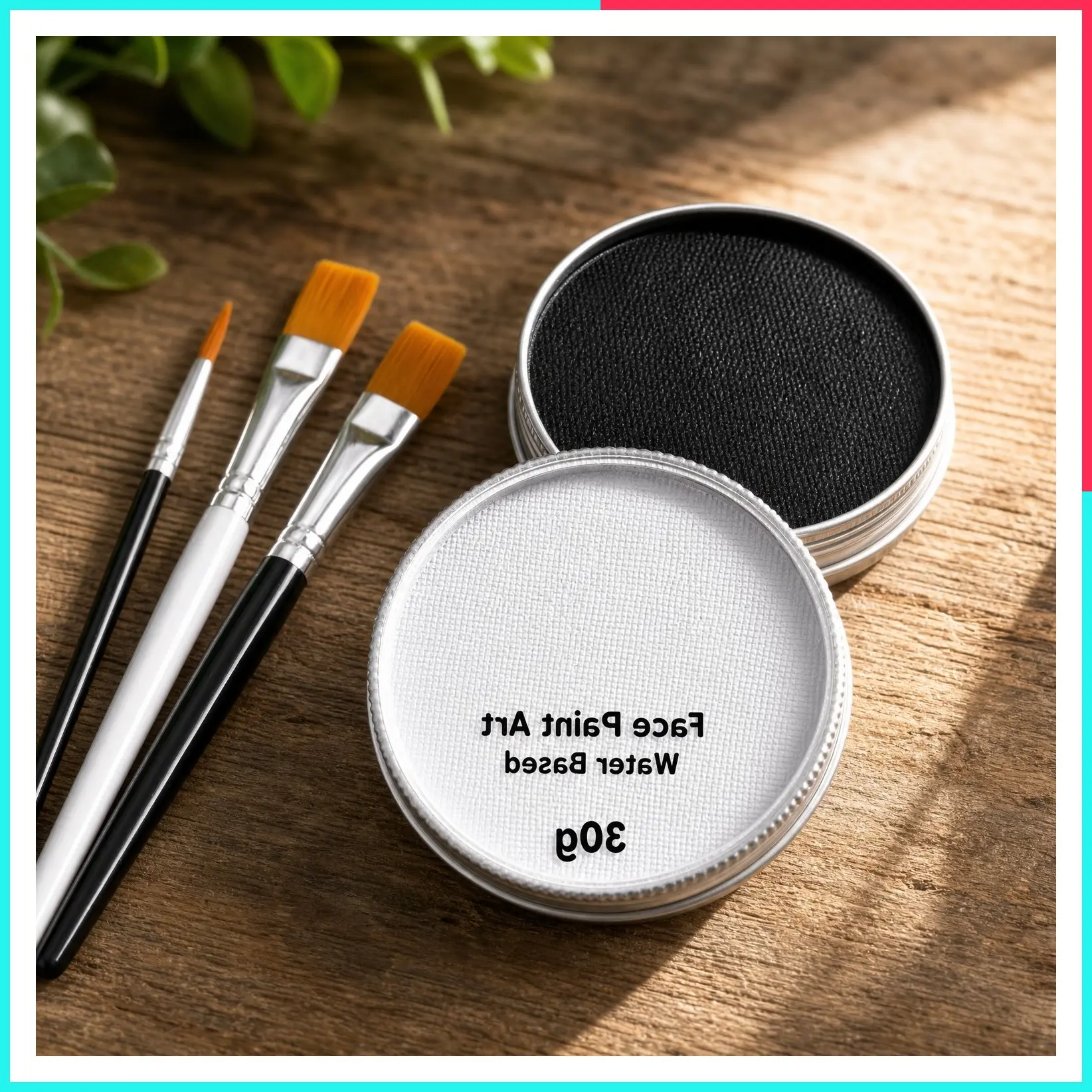 White Face Body Paint with 3Pcs Painting Brushes, Water Based SFX Makeup Palette for Kids & Adults, Non-Toxic Facepaint for Halloween, Cosplay, Costume & Theater
