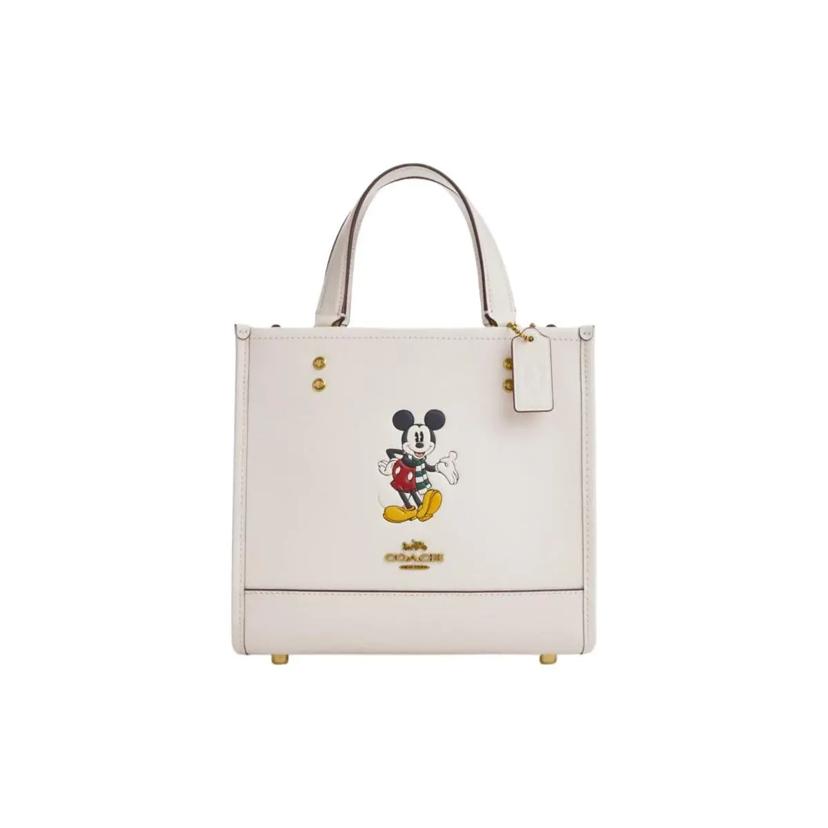COACH Dempsey 22 Tote Bag for Women – Minimalist Leather Shoulder Bag with Detachable Strap, Snap Closure, Beige