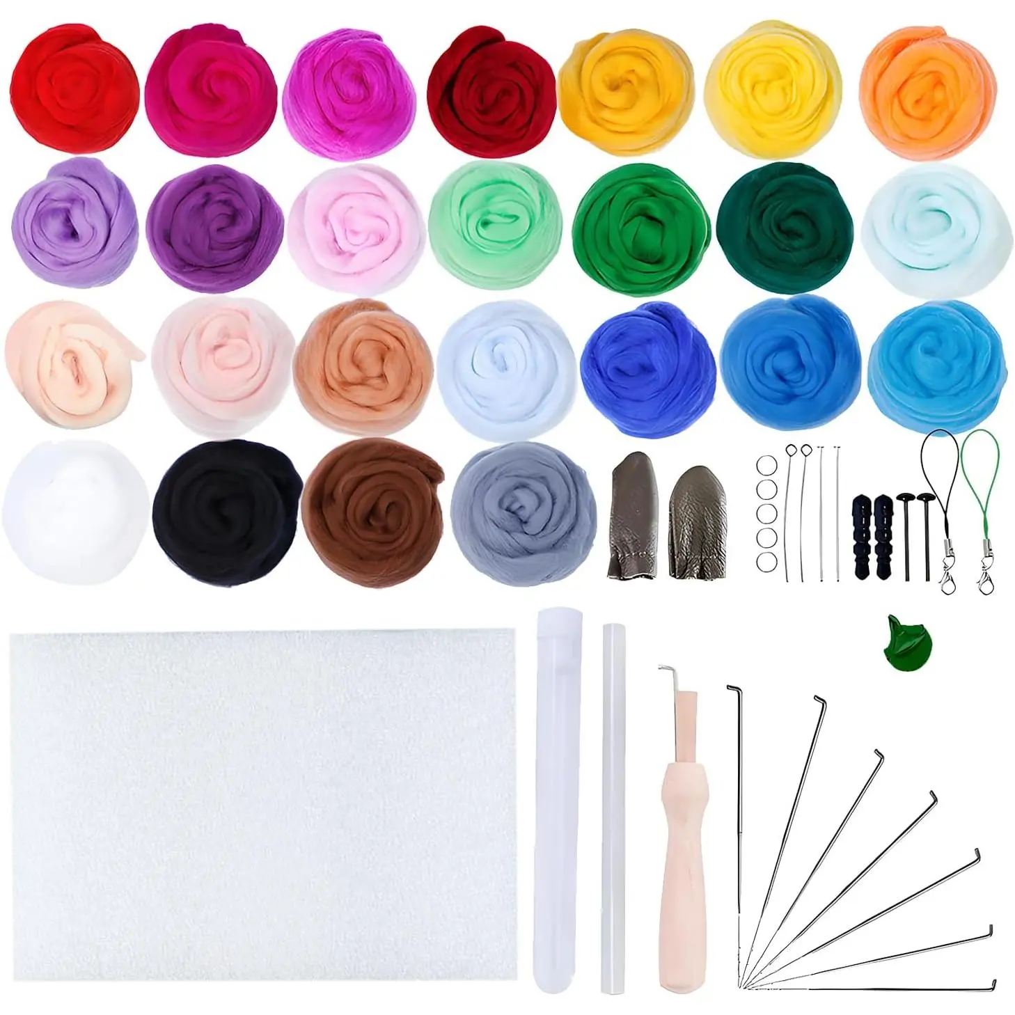 Flylin Needle Felting Wool, 10 Colors Wool Roving Yarn for Beginners and Wet Felting, 2g/Colour Fibre Wool Roving for DIY Craft/Spinning/Wall Hangings/Tapestry (25 Colors)
