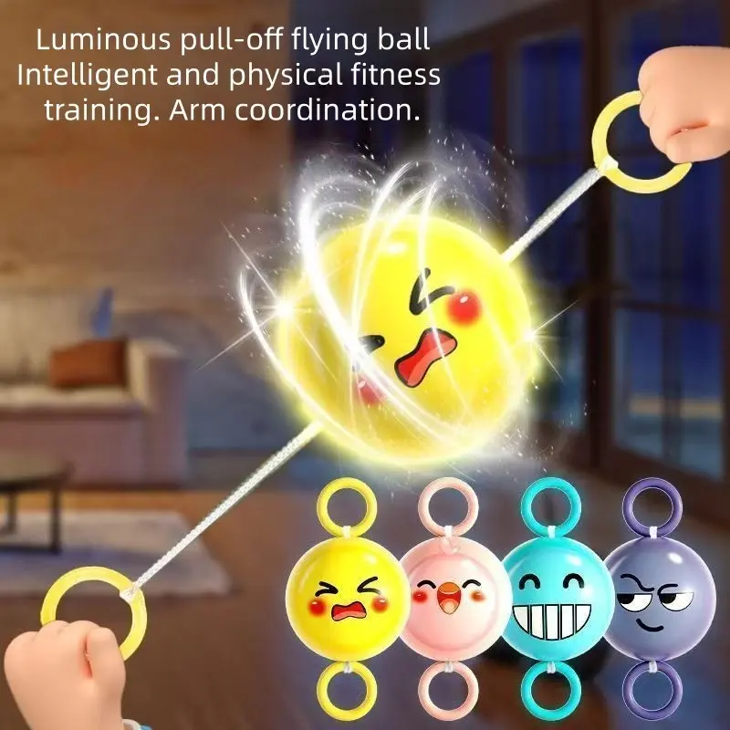 4-Pack Glow-In-The-Dark Coordination Ball Toy, Light Up Balls, Unisex Child Gift, Rotating Flywheel, Hand-Eye Coordination, Educational Fun, Orb Ball