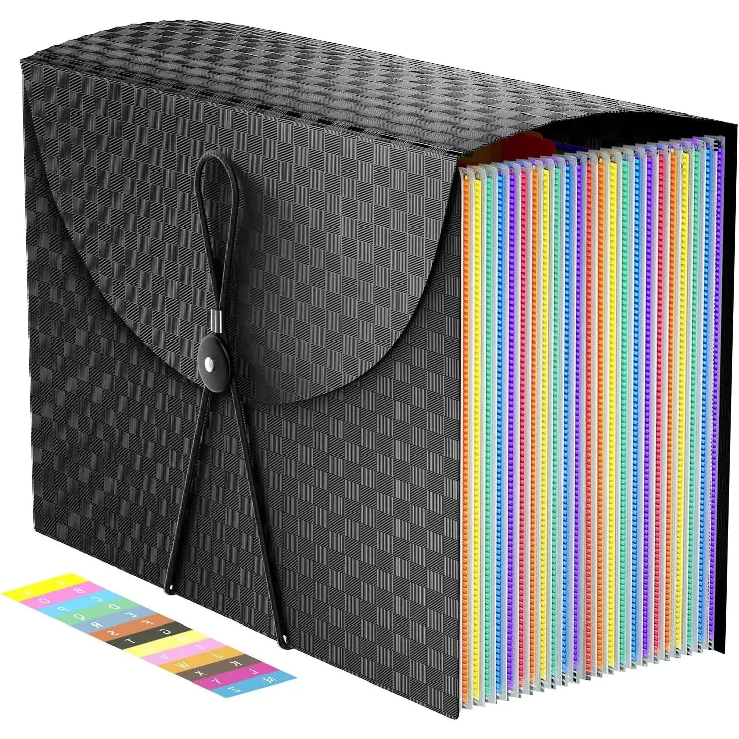 Expanding File Folders Accordion File Organizer with 24 Pockets,Accordian Document Folder Letter Size,Expandable Filing Box,Bill,Receipt and Paper Organizer  Boxes,Light-Duty,Portable