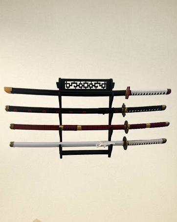 Sword Holder Japanese Velvet Padded Katana Stand Samurai Display Rack Support All Tanto Sword yin and yang 3 Tier