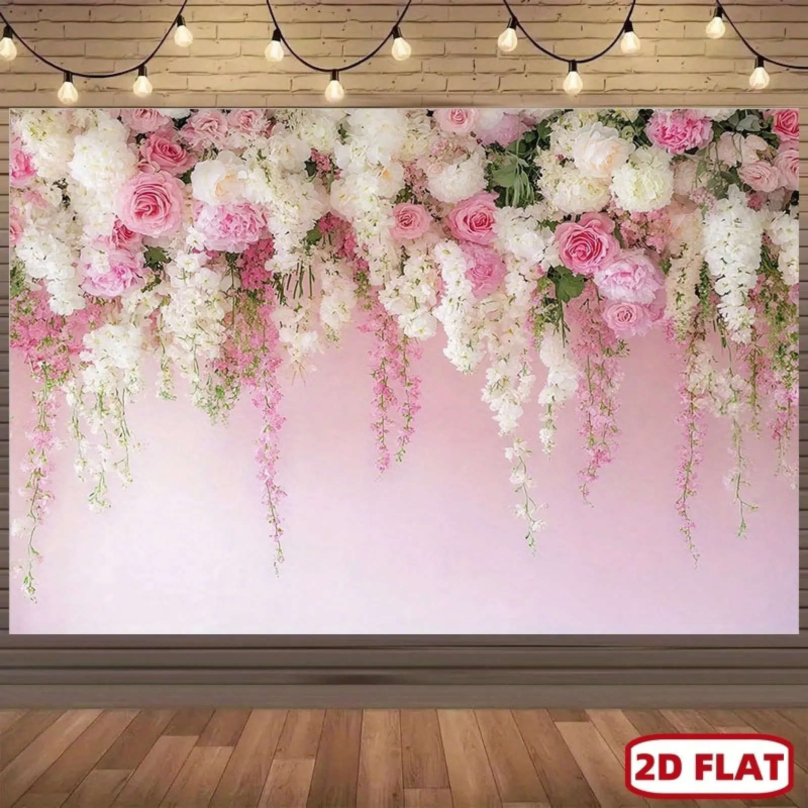 Romantic Floral Vine Wedding Party Backdrop Fabric Tapestry Birthday Decoration Photography Background Wall Hanging Event Display Polyester Fiber Indoor Outdoor Valentine Spring Garden Festival Decor Elegant Ceremony Scene Studio Prop Banner