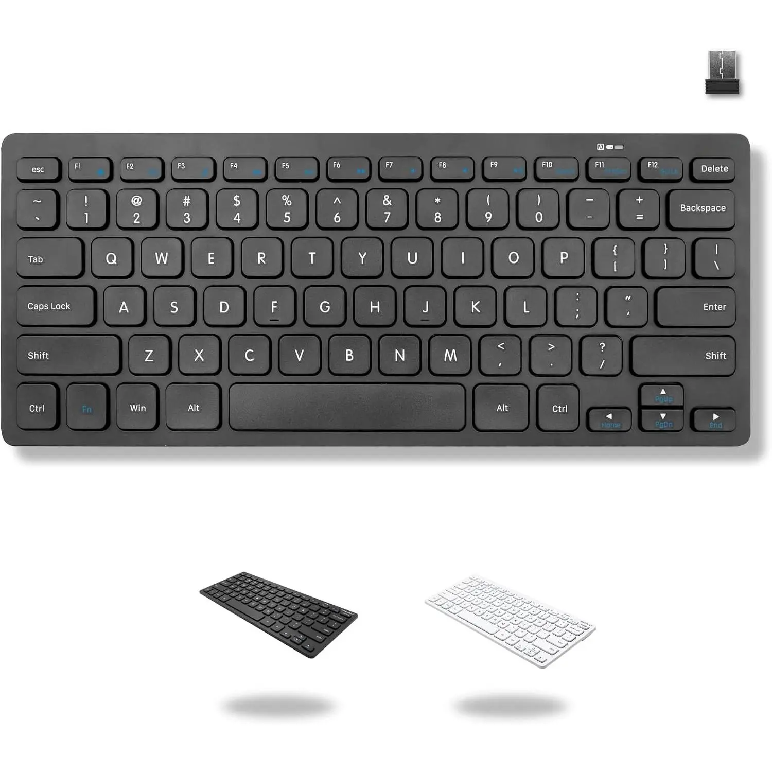 Compact  Keyboard - 2.4 Small Keyboard for Laptop, Desktop PC, Surface, Chromebook, Notebook, Slim Mini Key board with 2.4G  USB - Portable,  for Travel without Number Pad