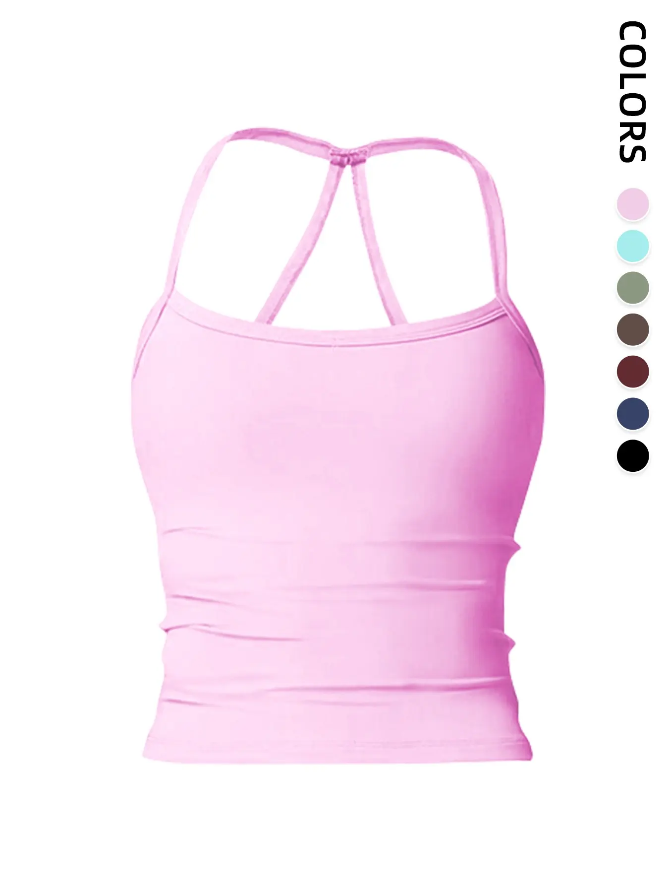 Women's Solid Backless Sports Vest, Sporty Casual Breathable Comfortable Cami Top for Yoga Gym Workout, Ladies Sportswear for All Seasons, Breathable Workout Tops