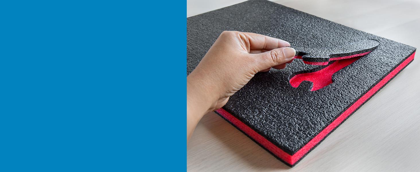 Tool Box Foam - Protective Inserts for, Polyethylene Tool Foam for, Cushion Insert for Toolboxes - 18" Black/Green (3 pack) Tool Box Foam - Protective Inserts for, Polyethylene Tool Foam for, Cushion Insert for Toolboxes - 18" Black/Green (3 pack)