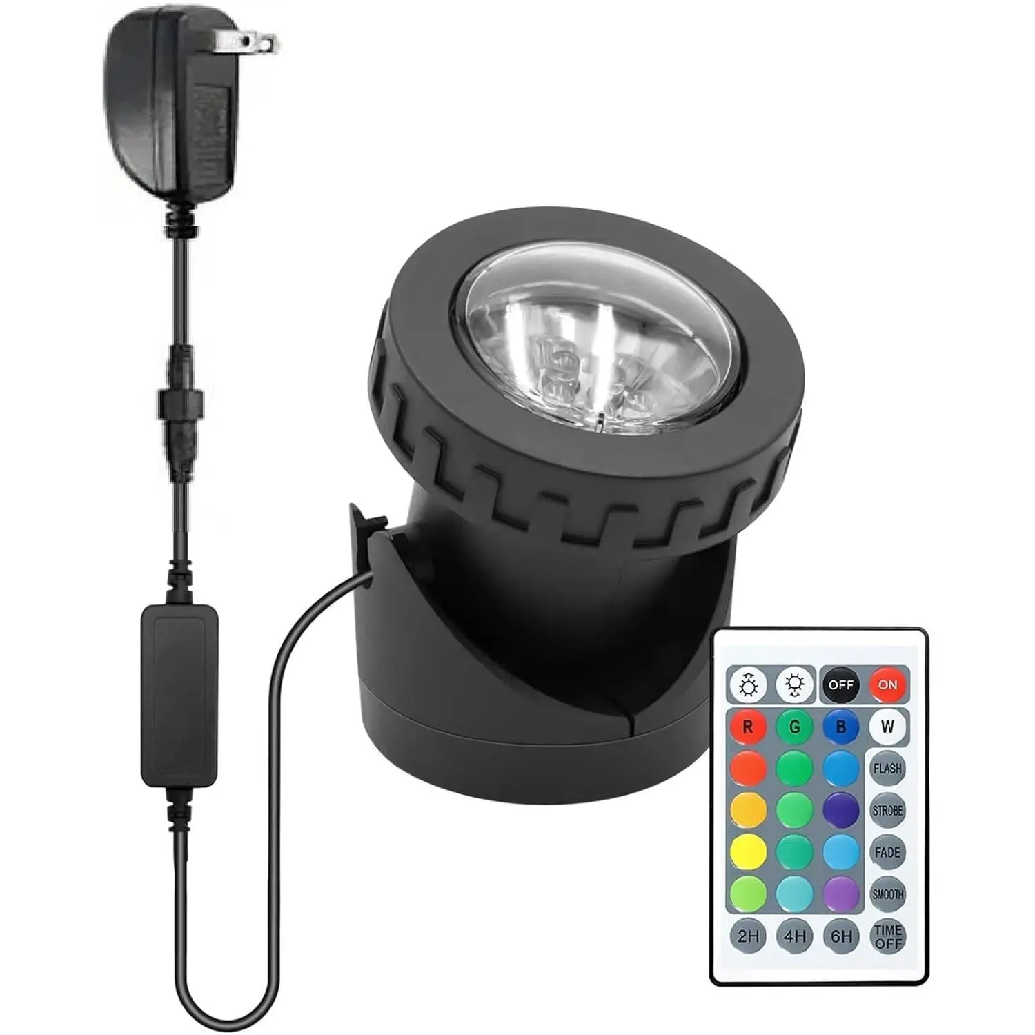 Colored Pond Lights with Timer, RGB Weighted Fountain Lights IP68 Waterproof Submersible Dimmable Outdoor Landscape Lights for Pond Fountain Garden, 1 Light
