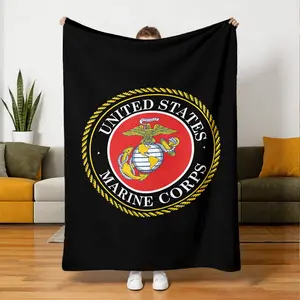 Marine Corps Style Flannel Blanket, Soft Skin-Friendly Warmth, Ideal for Sofa Bedroom Nap, Multi-Scene Use, Cozy and Comfortable
