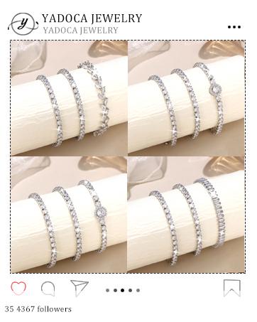 Viral Summer Tennis Bracelets For Women - Silver Plated Bracelet Stack Cubic Zirconia CZ Diamond Adjustable Stackable Bracelets Set For Prom Wedding Jewelry Gift 3Pcs