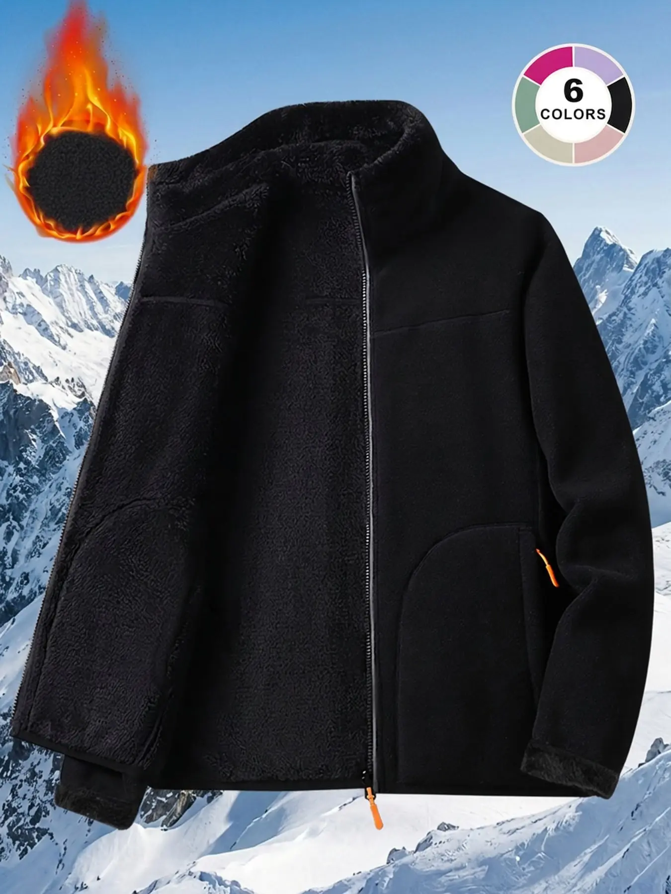 Women's Sport Jacket, Warm Winter Coat, Stand Collar Fleece Jacket, Casual Daily Wear, Fashion Classic Fit, Thick Lined, Cozy Outerwear, Long Sleeve