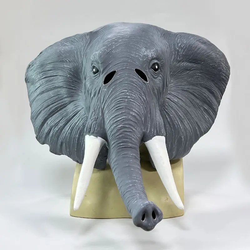 Elephant Latex Animal Head Mask - 1 Size Funny Face Covering, Halloween Party Costume Wear, Carnival Fun Cosplay Prop, Accessories, Comfortable, One Size