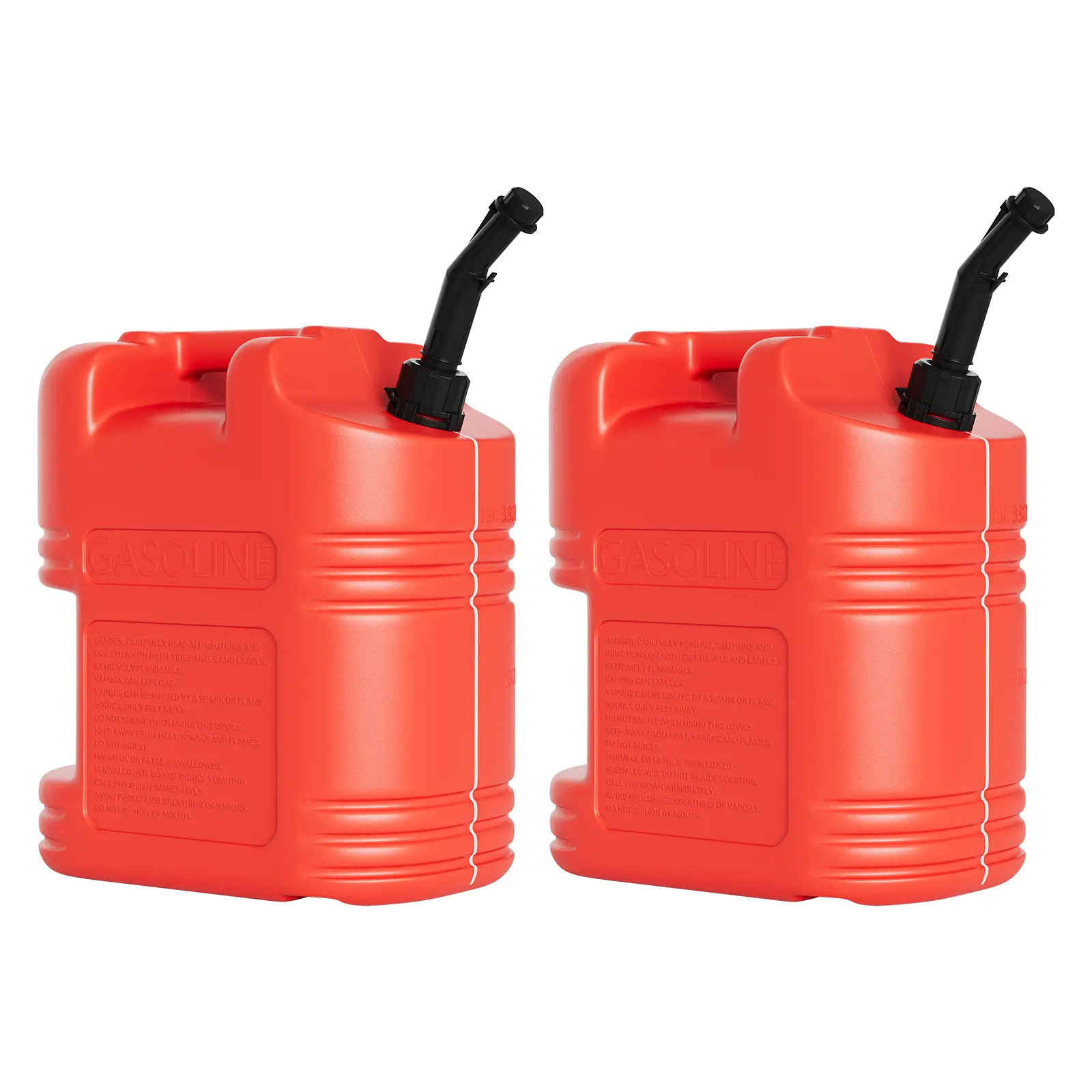 2 Pack 5 Gallon Gas Can Set, Heavy Duty HDPE Portable Fuel Containers with Spill-Resistant Easy-Pour Spout, Safety Flow Switch, Visible Level Stripe, Dual Handles for Gasoline, Diesel, Kerosene, Generators, Lawn Mowers, ATVs, Camping & Emergency Storage