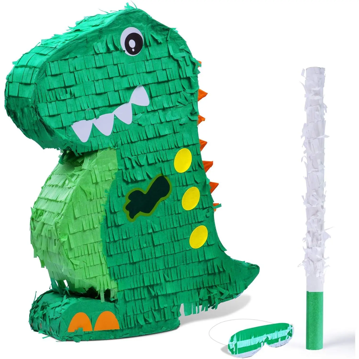 Dinosaur Pinata Bundle with a Blindfold and Bat (17x13x4 Inches), Perfect for Birthday Parties, Animal Theme Parties Decorations