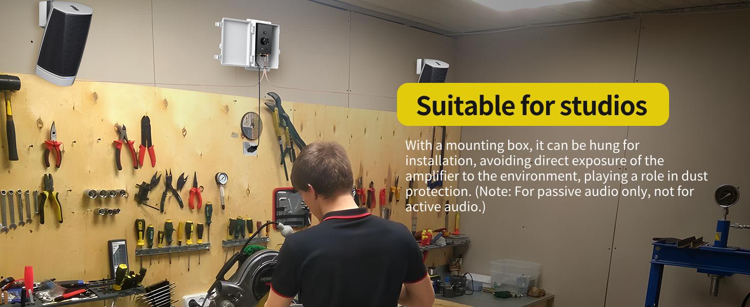 PROZOR Bluetooth 5.0 Power Amplifier for Outdoor Speakers, 200W+200W Stereo Amplifier, TPA3221 2 Channel amp Waterproof Mounting Box Supports Speakers