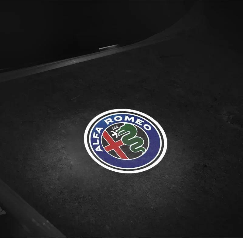 2pcs LED Car Door Welcome Light Projector Logo for Alfa Romeo 147 156 166 159 Mito Stelvio Brera Spider Giulietta Giulia