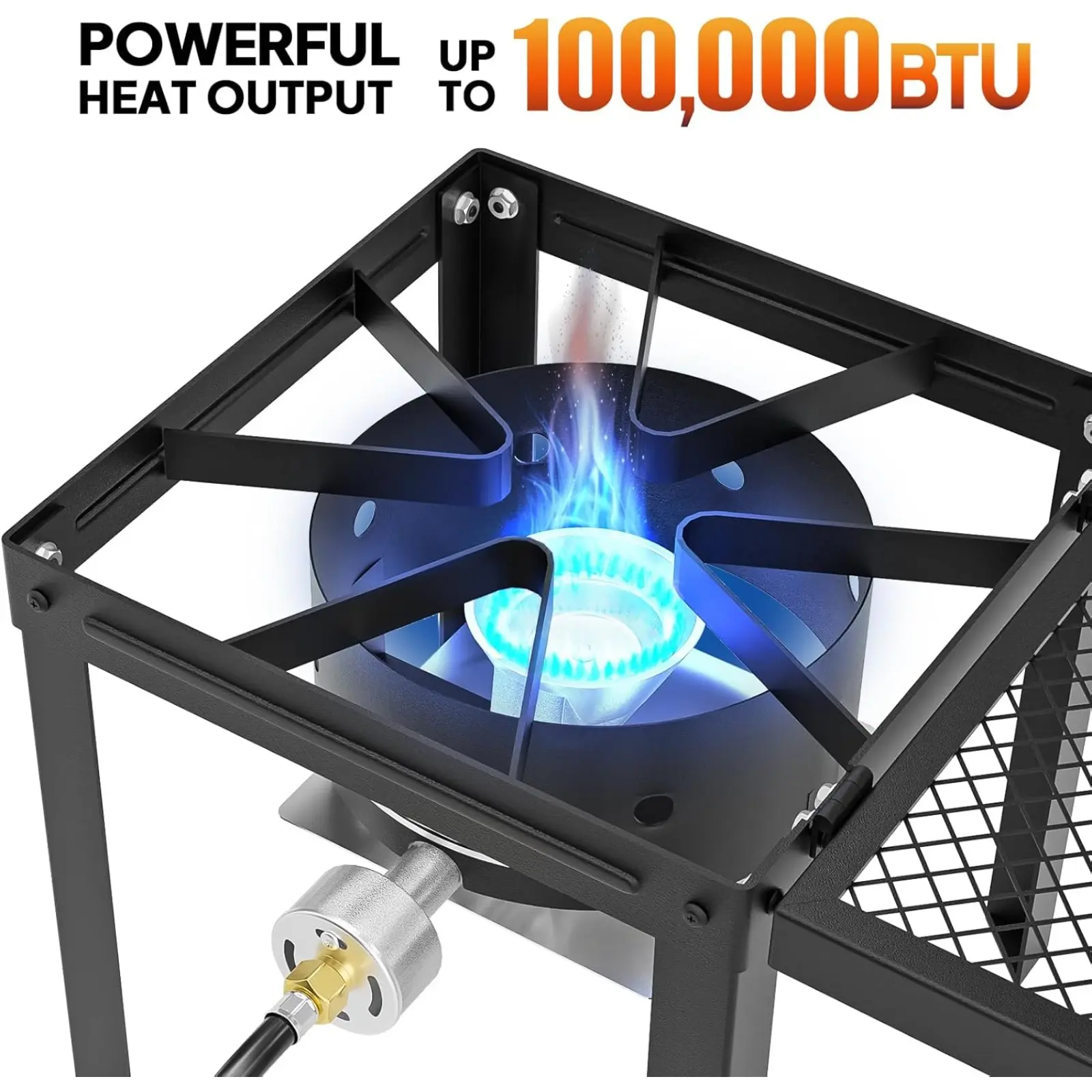 75000 BTU Propane Stove with Foldable Side Shelf, Single Burner Gas Stove for Outdoor Cooking with Regulator, Perfect for Camping, Tailgating, Turkey Frying, Seafood Boiling & Home Brewing