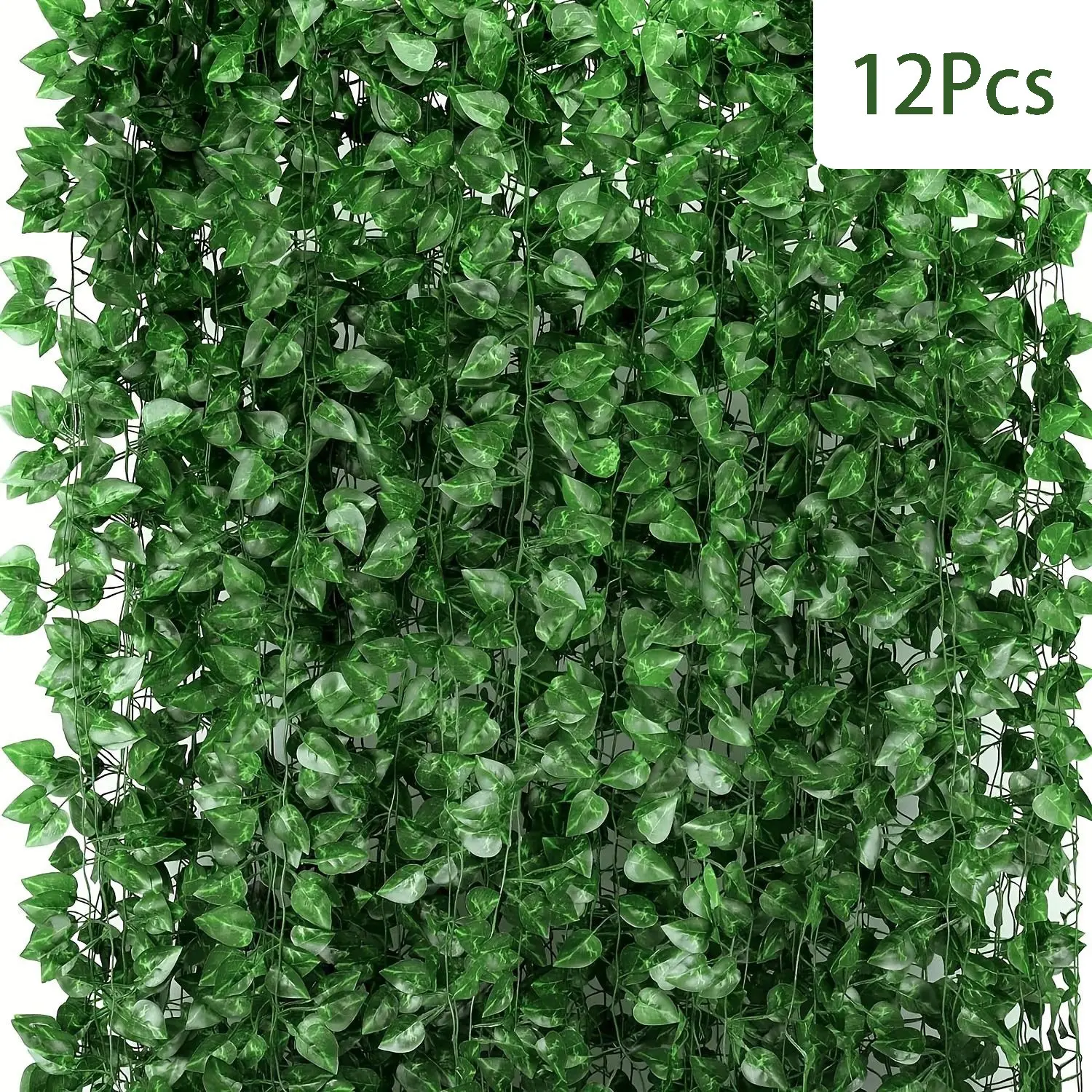 12 Pack Artificial Ivy Greenery Garland, Fake Vines Hanging Plants Backdrop for Room Bedroom Wall Decor, Green Leaves for Jungle Theme Party Wedding Decoration