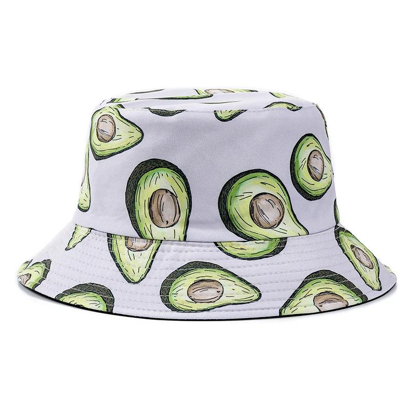 Unisex Bucket Cap Fruit Printing Hats Summer Double-sided Wear Man Women Cap Outdoor Sun Hat Classic Casual Panama Bucket Hat