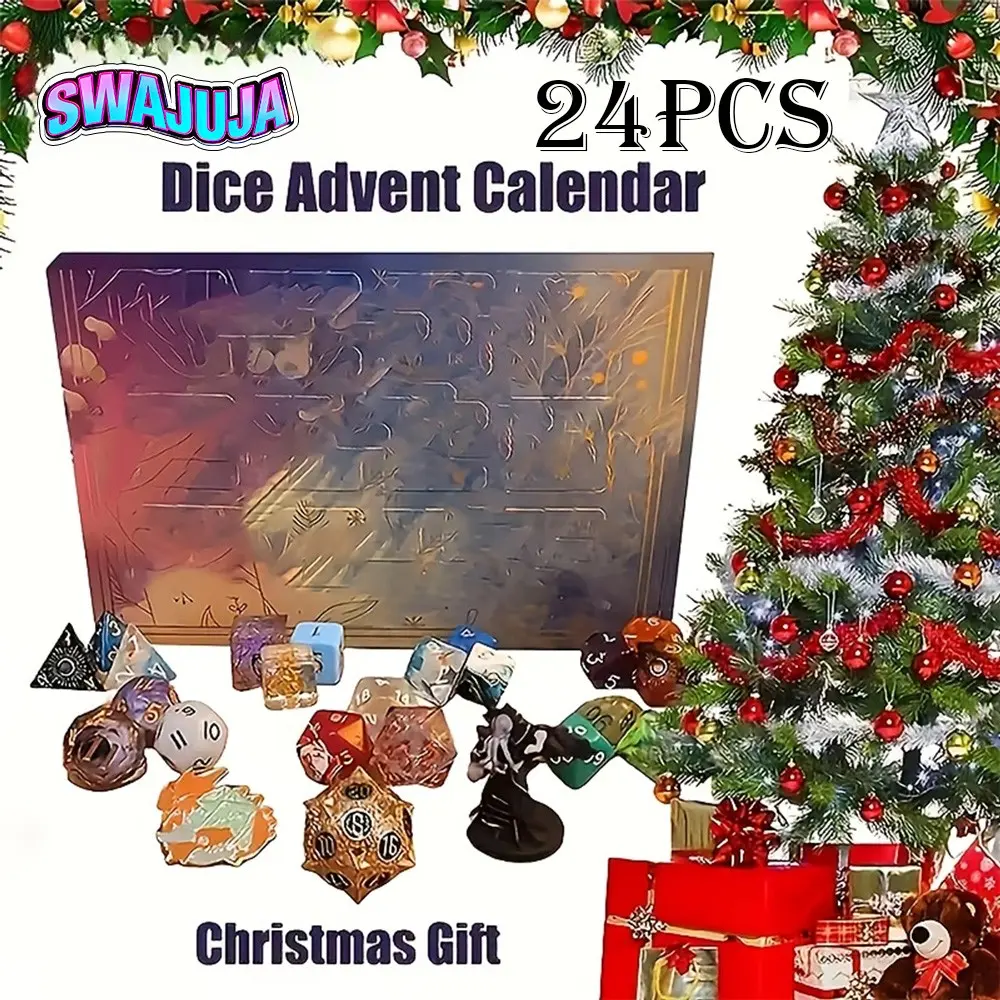 D&d Dice Calendar Set, 24-Day Countdown, Polyhedral Dice Kit, Game, Perfect for Rpg Parties, Christmas & Halloween Gifts