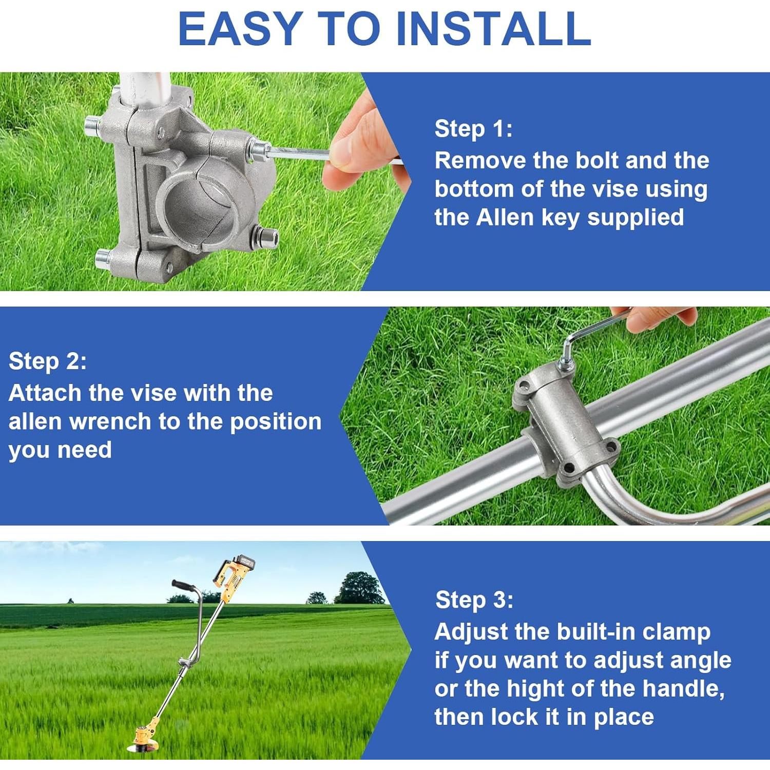 String Trimmer Handle Grip Trimmer Handle  Trimmer Grip Weed Eater Handle Extension with Bracket Clamp Weeder Handle Lawn Trimmer Handle Grip ()