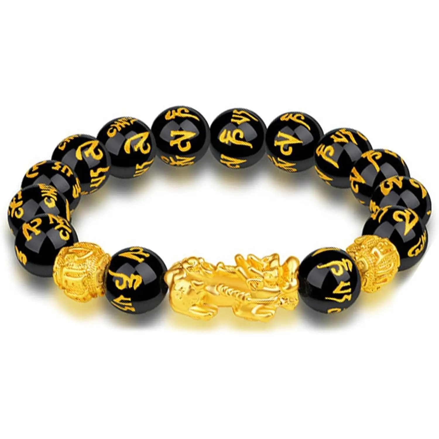 Feng Shui Pixiu Wealth And Good Luck Bracelet, Black Obsidian Luck Bracelet, Feng Shui Bracelet  Men Women, Can Bring Luck and Prosperity