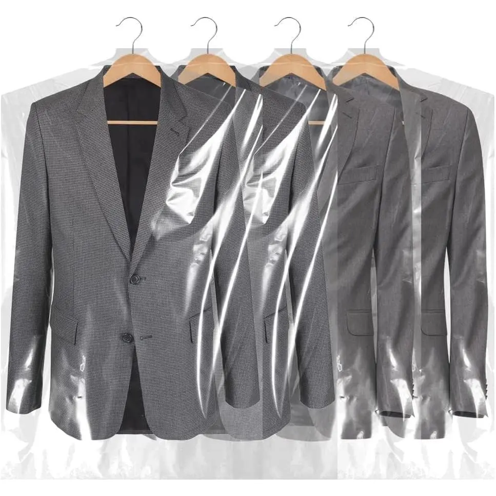 25 count 35.5 Inch Plastic Garment Bag-Plastic Clear Dry Cleaner Laundry Bags for Clothes Cover  Clothes Storage for Coat Suit Shirt Jacket Skirt