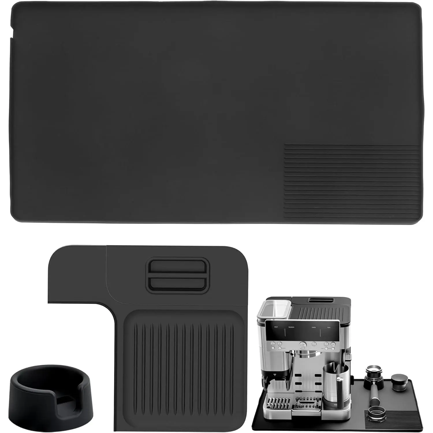 3-in-1 Silicone Coffee Mat + Coffee Tamper Base + Top Mat for Ninja Espresso Machine, Accessories for Ninja Luxe Cafe ES601/ES701