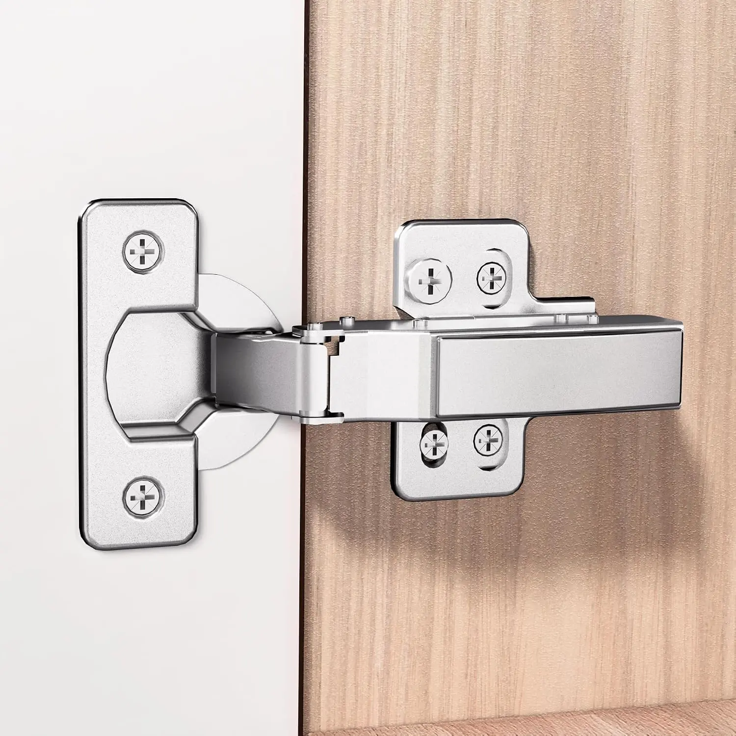 2-Pack High-Performance Frameless Full Overlay Soft Close Cabinet Hinges, Clip- Self-Closing European Hinges, Cabinet Door Hinges with Screws,Concealed Kitchen Hinges for Modern funiture