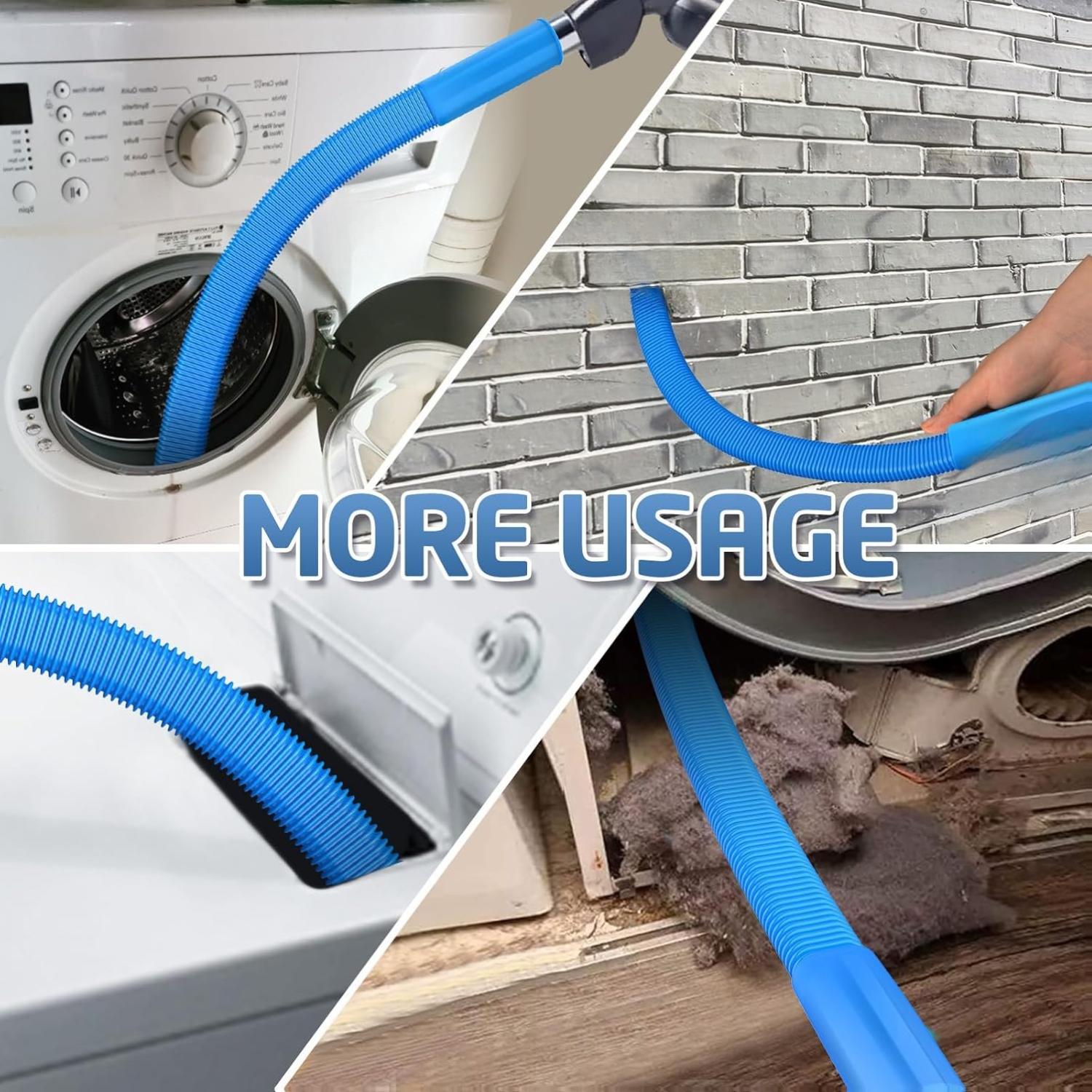 2 Pieces Dryer Vent Cleaner Kit Compatible with All Vacuum Cleaner, Dryer Lint Brush and Vacuum Hose Attachment with Stretch Universal Connector, Quickly Lint Remover