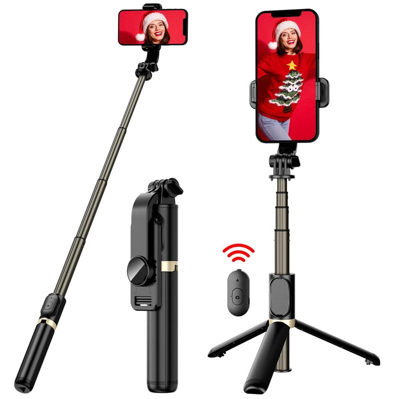Selfie Stick Tripod with BT Remote Control, Expandable BT Tripod Selfie Stick, Foldable & Adjustable Selfie Stick Stand for iPhone&Android Phones