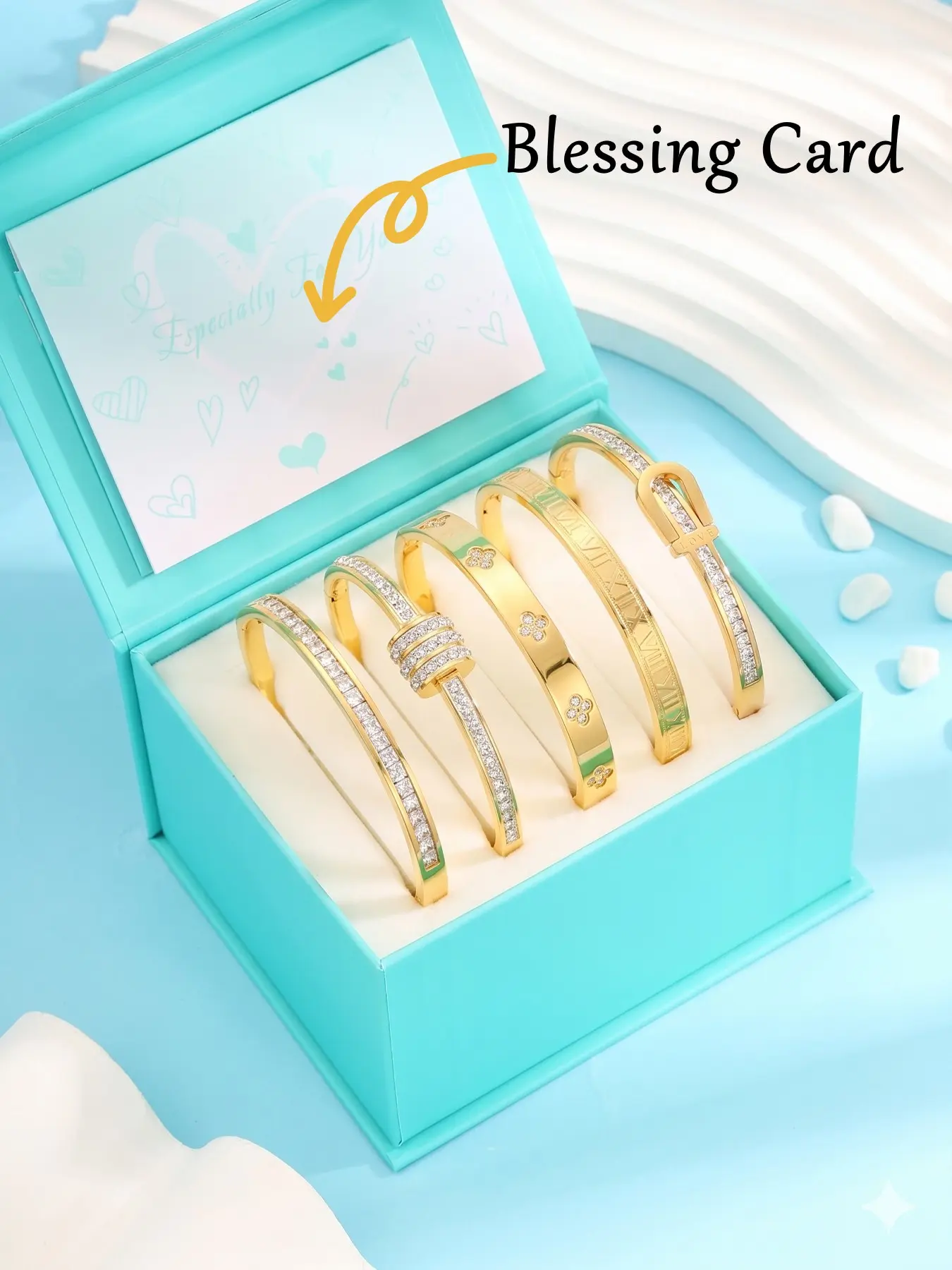 Luxury Five-Piece Bracelet Gift Set, Fade-Resistant, Skin-Friendly, Versatile Layering Accessory, Perfect Birthday Gift for Her