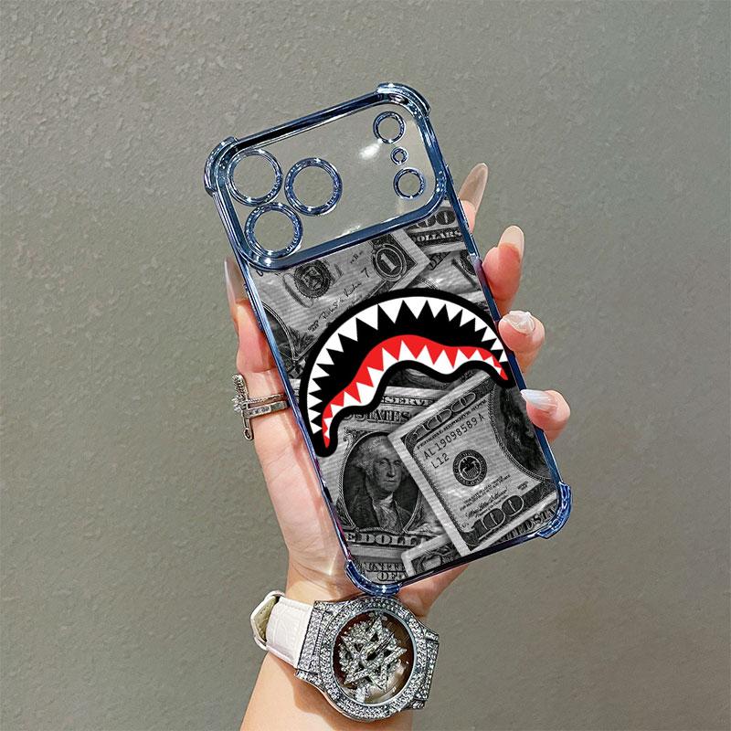 The new shark bite-patterned four-corner airbag anti-drop protection phone case. This is a transparent, casual-style soft TPU protective case, specially designed for iPhone 17 Pro Max, 16, 15, 14, 13, 12, 11, Pro, Plus, Max, Air models. Simple yet shock-p