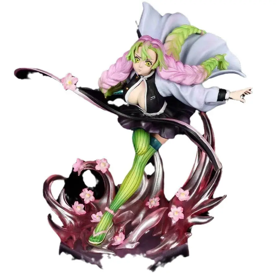 Demon Slayer Gk Simple Carving Nine Pillars Love Pillar Katsura Mitsu Scene Statue PVC Figure, Collectible Handmade Model Kit Figurine Collectibles
