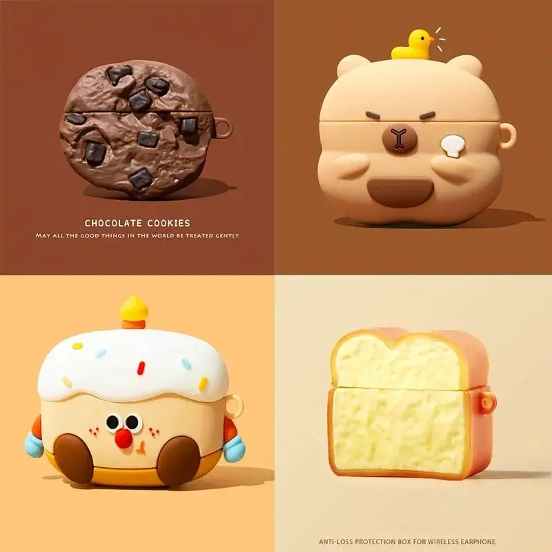 3D Chocolate Cookies Bread Case For AirPods 1 2 3 4 Pro Cartoon Cute Earphone Case For AirPods Pro 2 Silicone Soft Cover