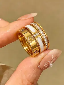 3pcs 18k gold-plated exquisite and luxurious sparkling ring set, available in multiple sizes to solve your size concerns. Waterproof, wear-resistant, and hypoallergenic, suitable for women's daily wear, parties, gifts, and vacations