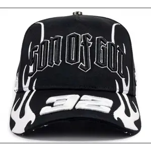 Son Of God Flame Embroidered Trucker Hat - 3D Letter Embroidery Streetwear Snapback Cap