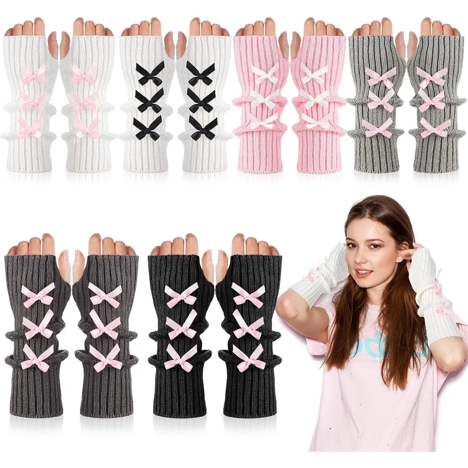 6 Pairs Arm Warmers Kawaii Sleeves Cute Y2k Harajuku Japanese Style  Women Girls Lolita Costume School, 6 Colors