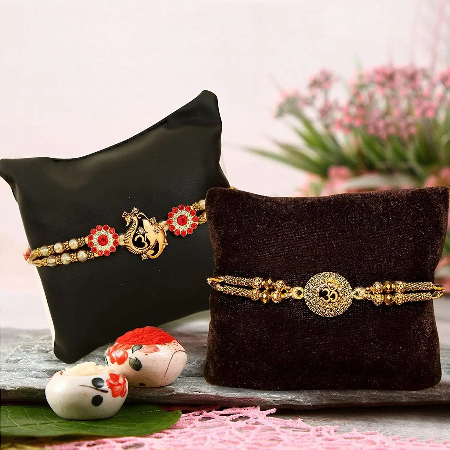 Set of 2 Rakhi for  with  | Rakhi for Bhaiya | Roli Tikka - Raksha bandhan Rakhi Bracelet for  Rakhi 2 Set | Rakhi Thread