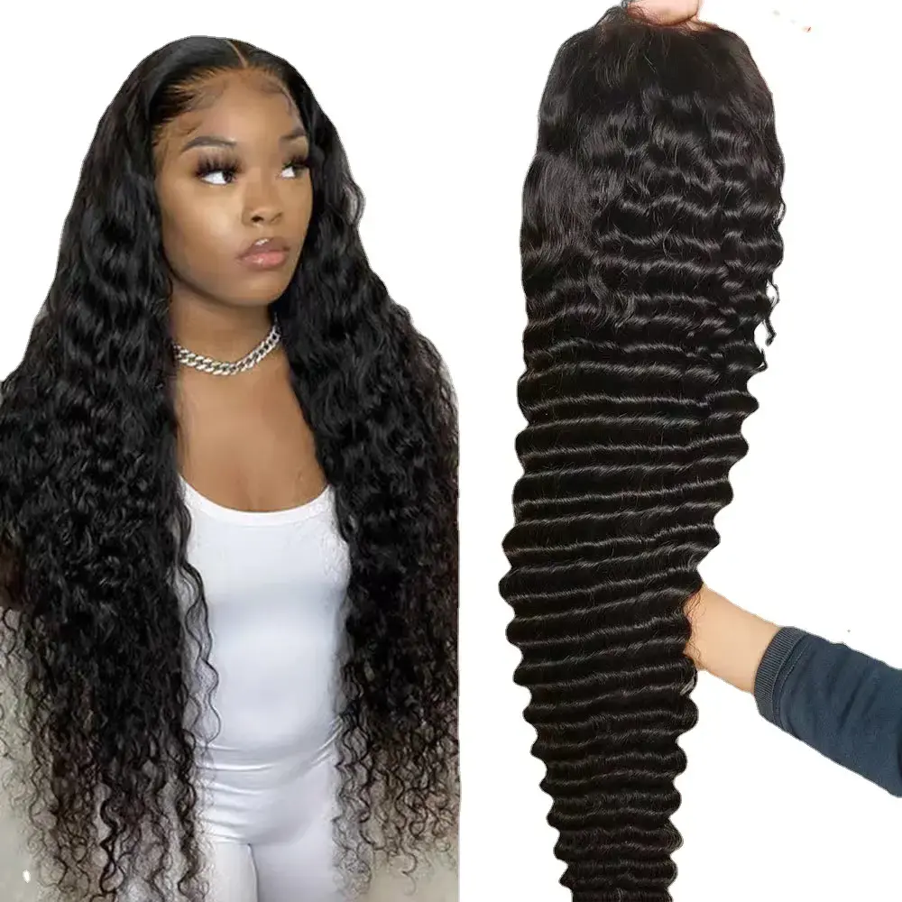 30inch $64..4] Imani 36inch 13x6 Deep Wave Lace Front Human Hair Wig Pre-trimmed 200% Density Deep Curly Wig For Women Daily Use Affordable Wig # Summer charm