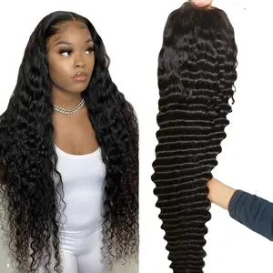30inch $64..4] Imani 36inch 13x6 Deep Wave Lace Front Human Hair Wig Pre-trimmed 200% Density Deep Curly Wig For Women Daily Use Affordable Wig # Summer charm