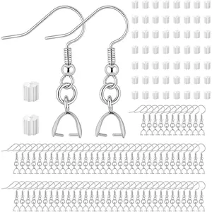 180PCS Hypoallergenic Silver Earring Making Kit - Daily Elegant Heart Hook Earrings Supplies, Bulk Fish Ear Wires for DIY Jewelry, Holiday Craft Projects