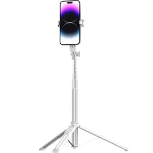 Extendable Aluminum Selfie Stick with 1.54m Rod, Magnetic Grip, Wireless Remote & Face Tracking for All Phone Models (Foldable)