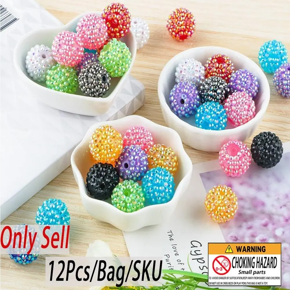 12/16/20mm Colorful Acrylic Beads Mix, 12pcs/set for Jewelry Making, DIY Accessories for Bracelet Necklace Earrings Pendant Beads Charms Accessories, Beads For Crafts, Beading Supplies