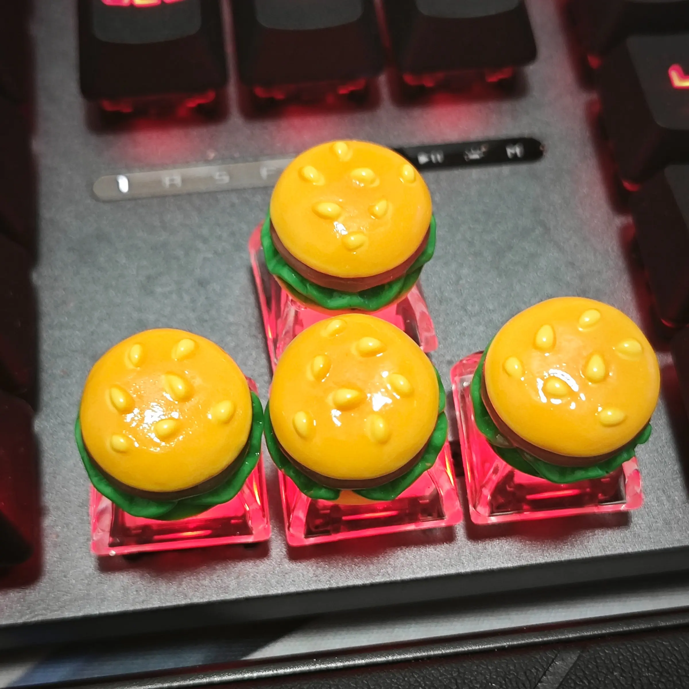 Simulation Food Keycaps, Burger Keycap, Puppy Burger DIY Keycap, Handmade Resin Keycap, Creative Keyboard Accessories, Customizable Design