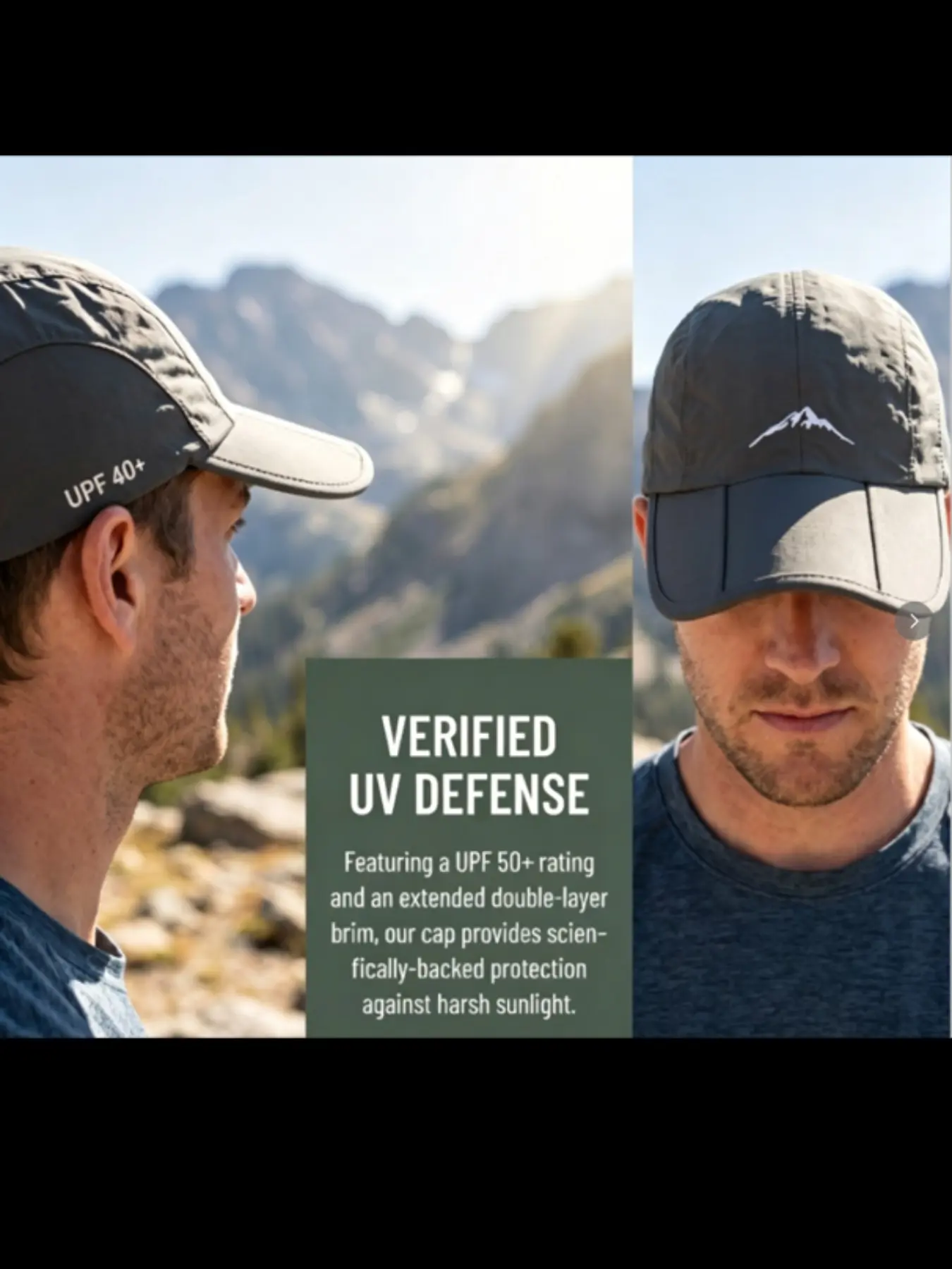 Unisex Outdoor Hiking Hat, Rainproof Quick-Dry Breathable Sun Hat, Foldable UV Protection Sports Cap for Spring Summer